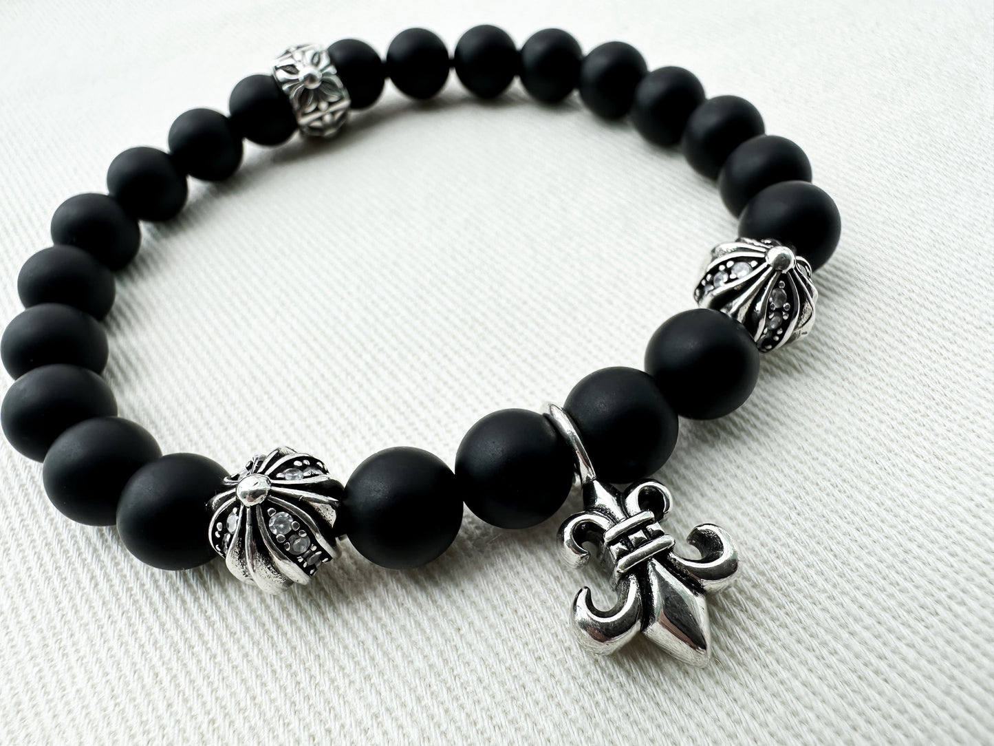 925 Silver Fluer Onyx Bracelet
