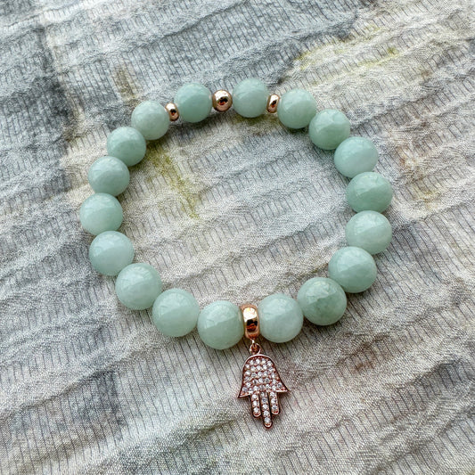 Pavé Hamsa Jadeite Bracelet